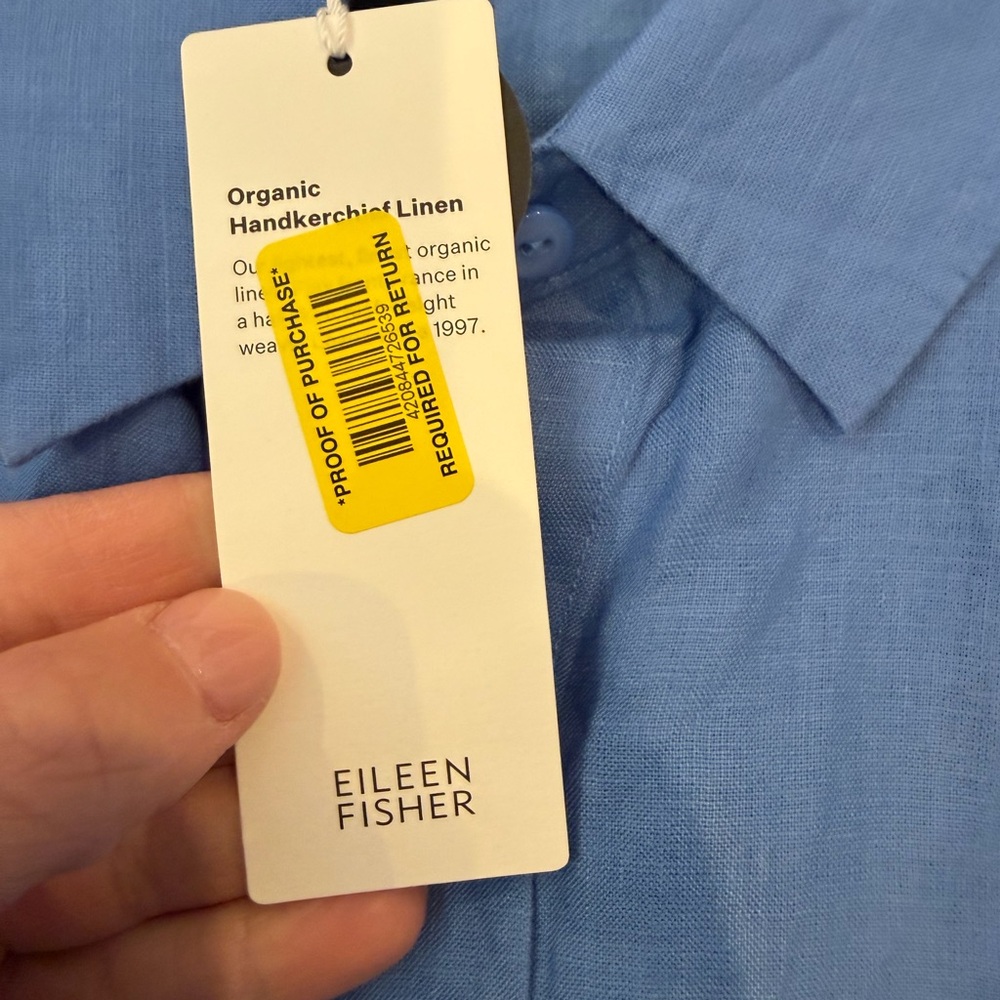 Eileen Fisher Blue Sleeveless Button-Down Top Size XXS (runs loose) NWT - Picture 2 of 3